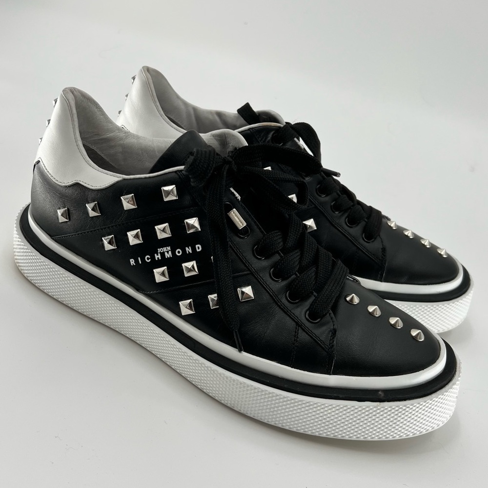 John Richmond black white studded athletic shoes size 10 - Picture 1 of 15